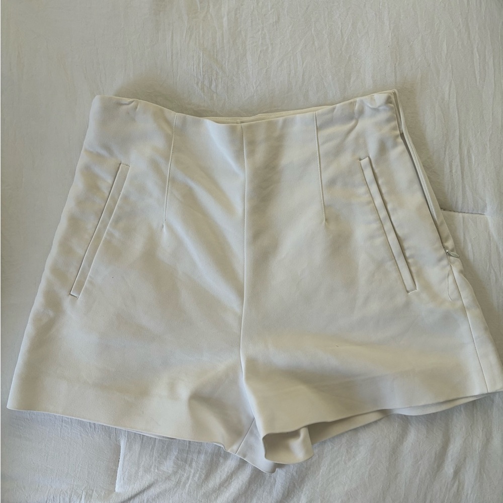 High Waisted White Women's Mini Shorts